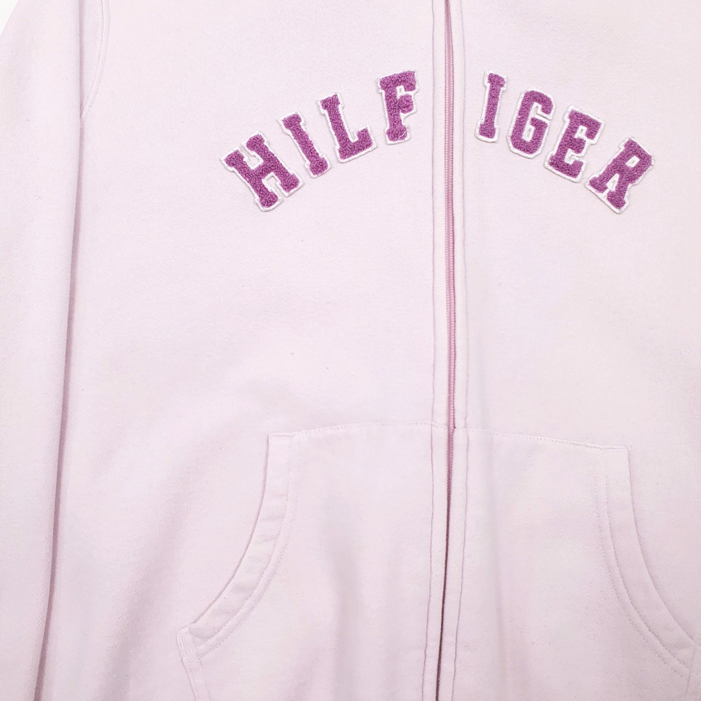 Womens Pink Tommy Hilfiger Spellout Full Zip Jumper