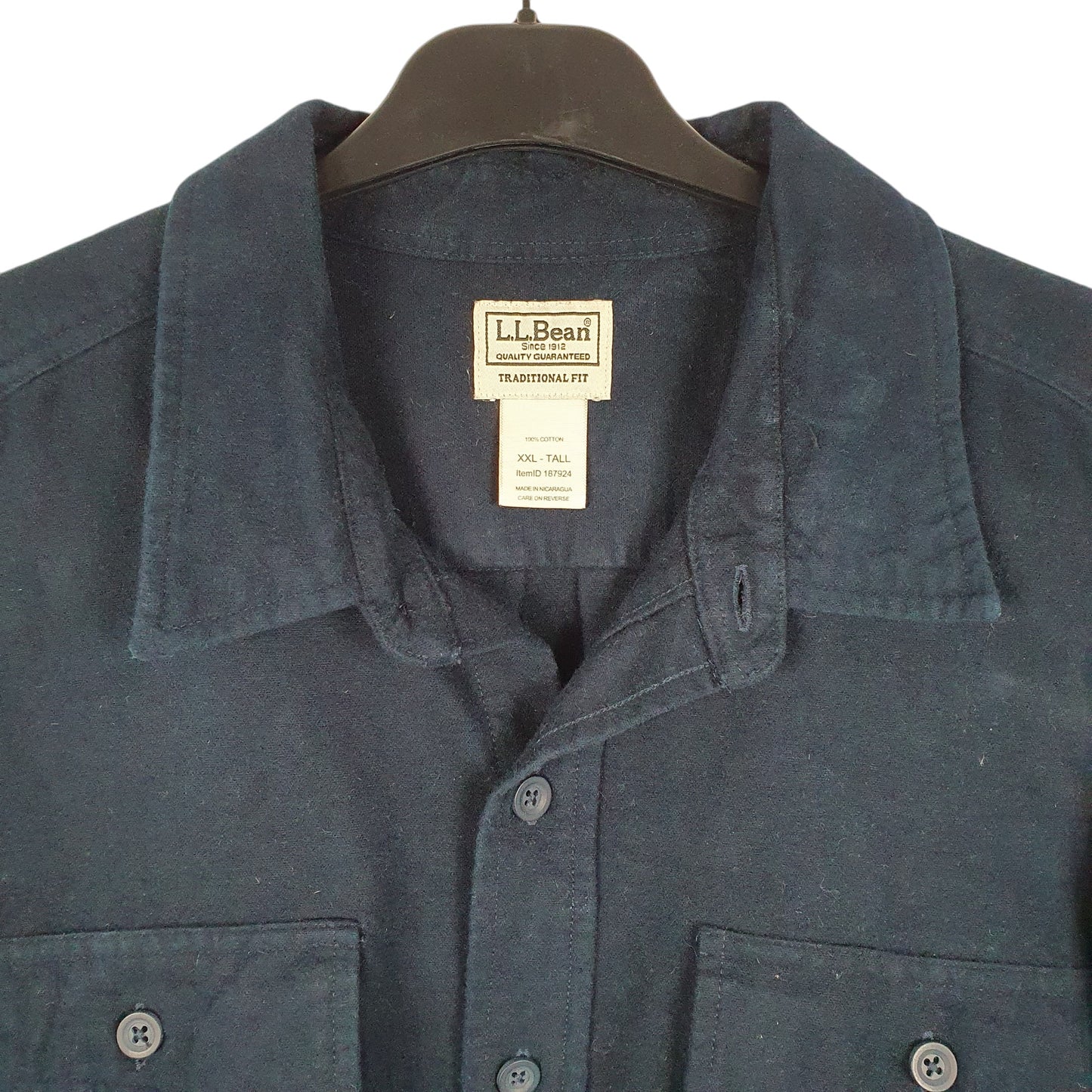 Mens Navy L.L.Bean Tall Chamois Overshirt Shacket Long Sleeve Shirt
