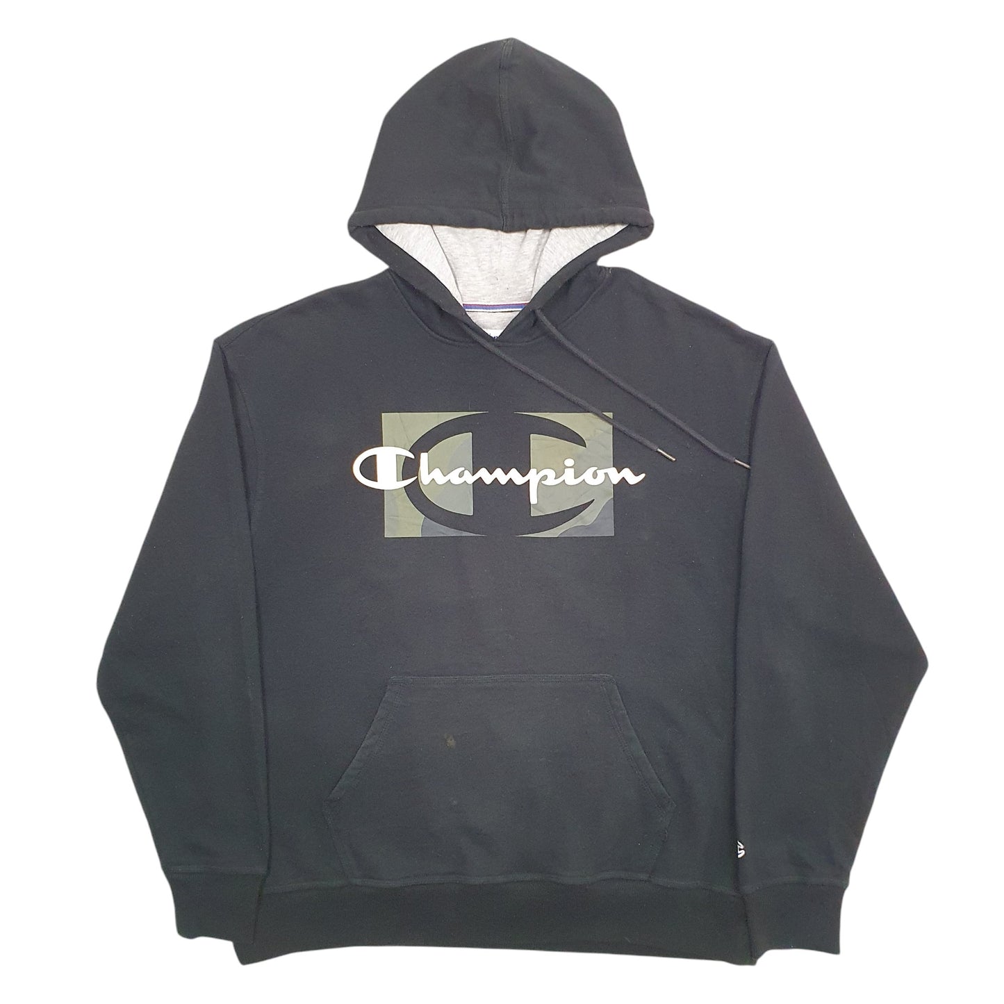Mens Black Champion Spellout Hoodie Jumper