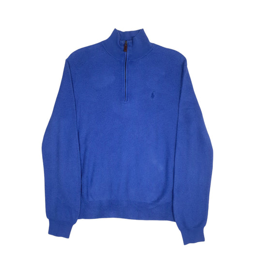 Mens Blue Polo Ralph Lauren Crewneck Quarter Zip Jumper