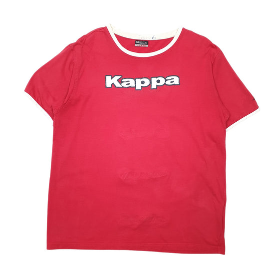 Mens Red Kappa Ringer Spellout Short Sleeve T Shirt