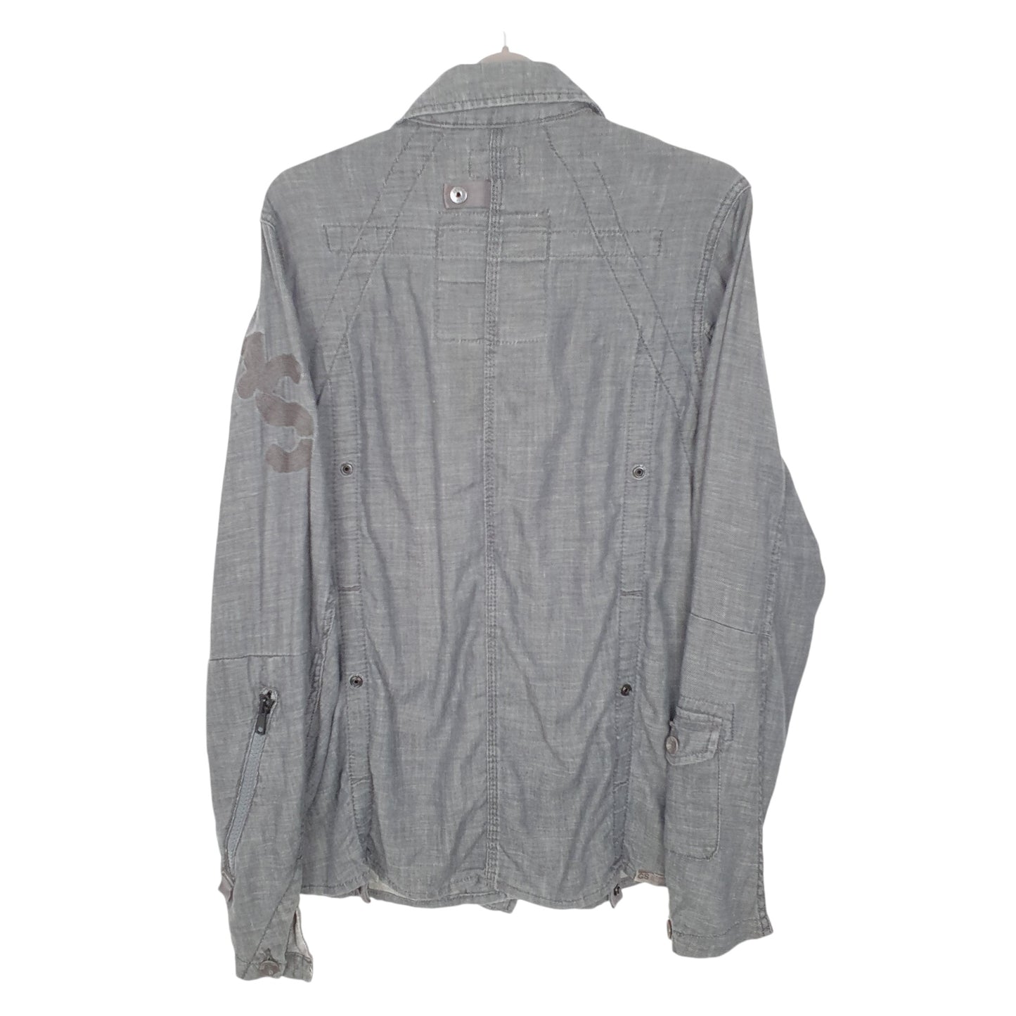 Mens Grey G Star Raw Shacket Zip Denim Long Sleeve Shirt