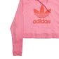 Womens Pink Adidas Crop Top Spellout Hoodie Jumper