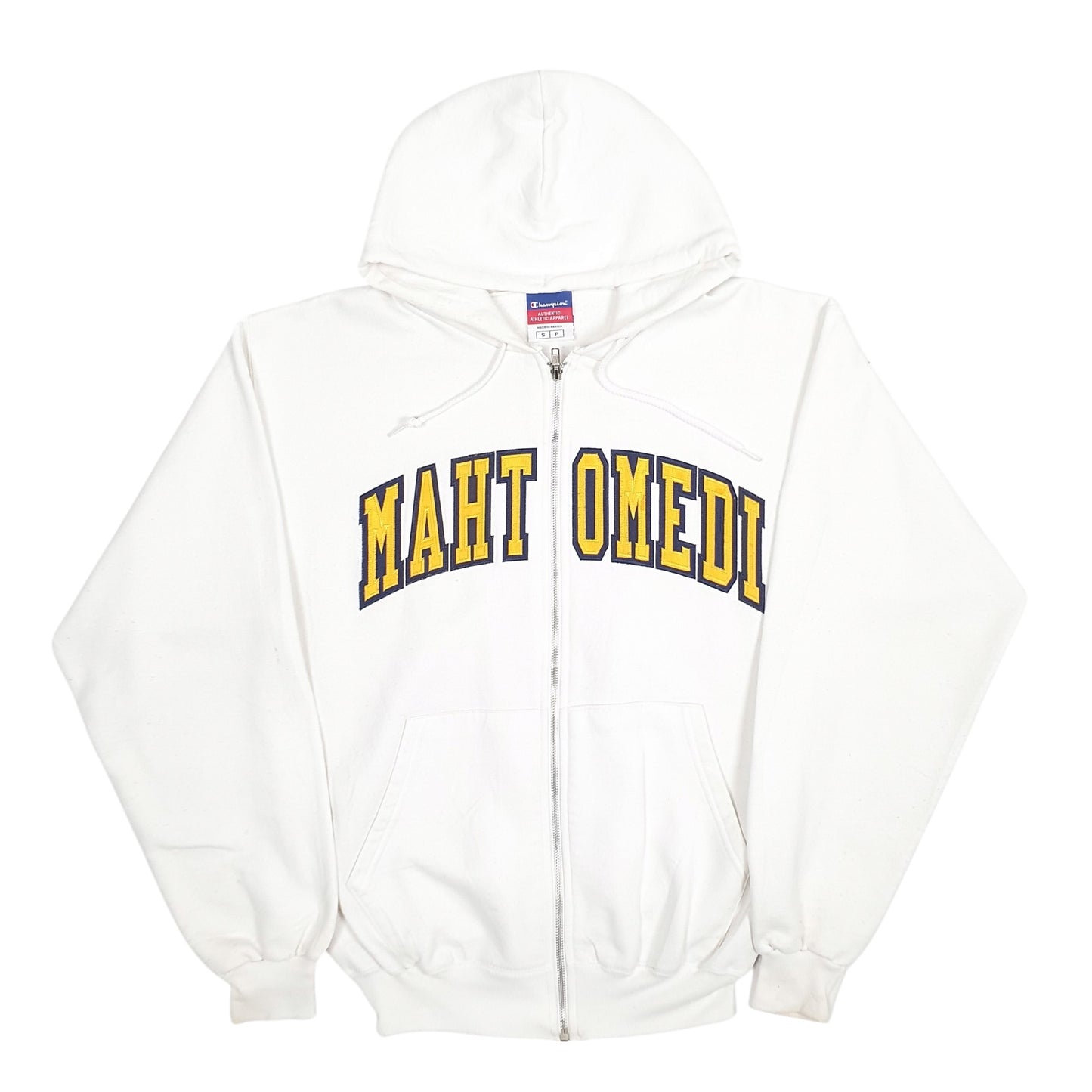 Mens White Champion Spellout Full Zip Jumper