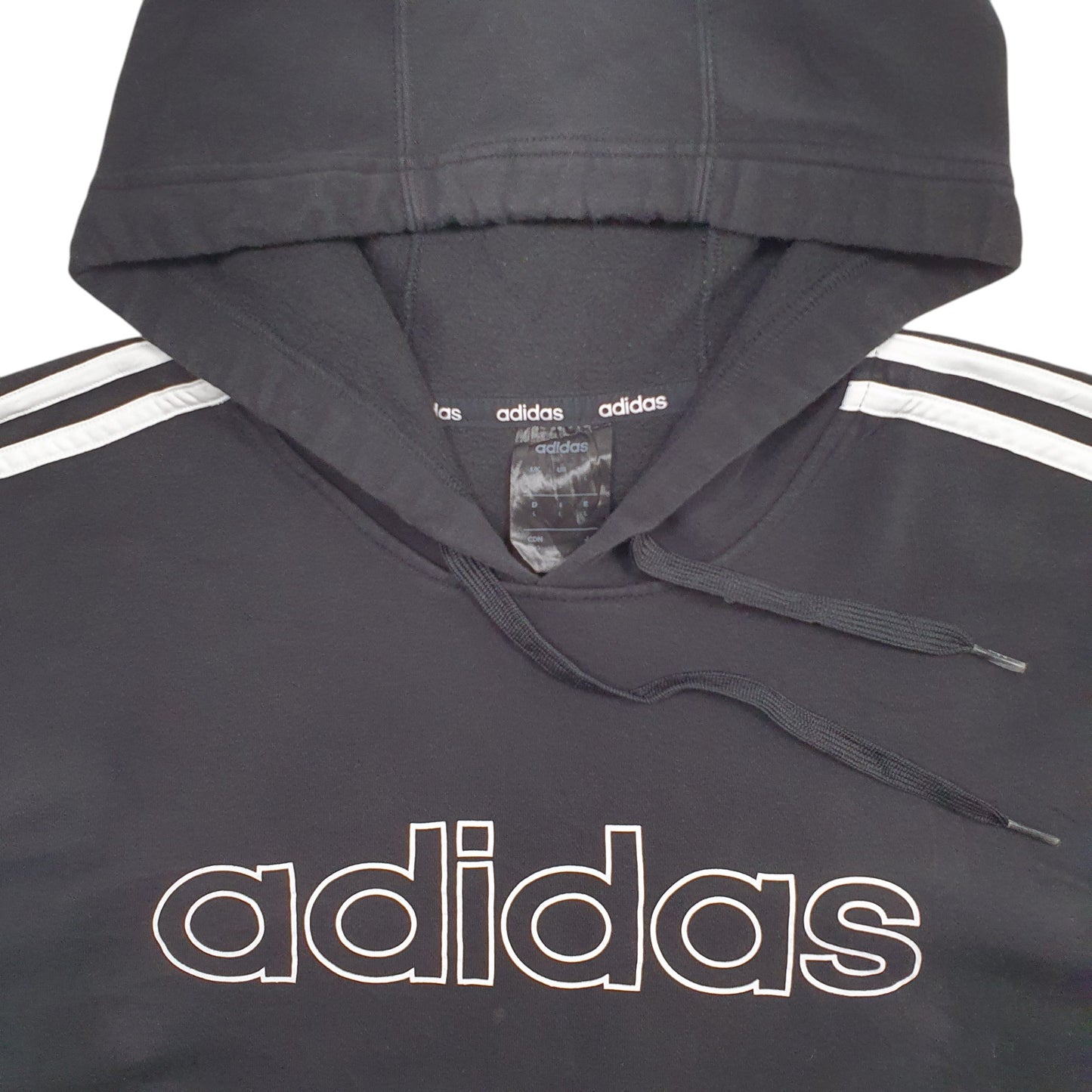 Mens Black Adidas Spellout Hoodie Jumper