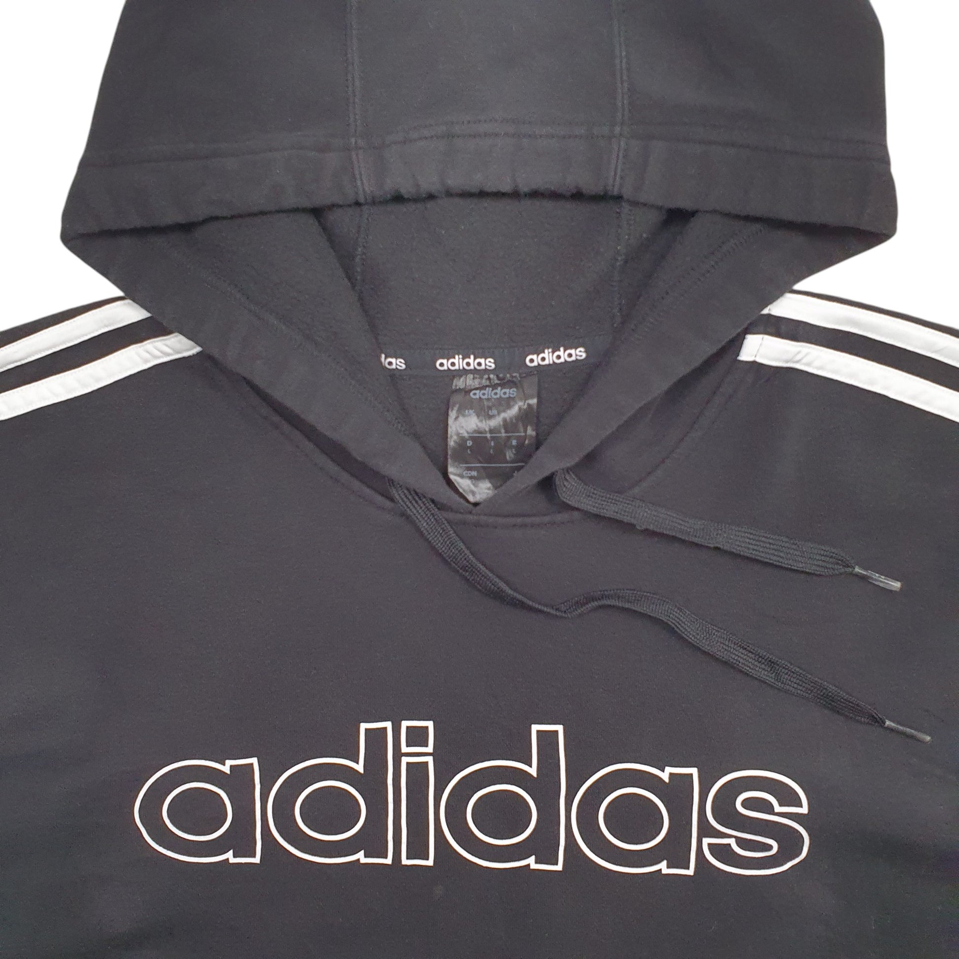 Mens Black Adidas Spellout Hoodie Jumper