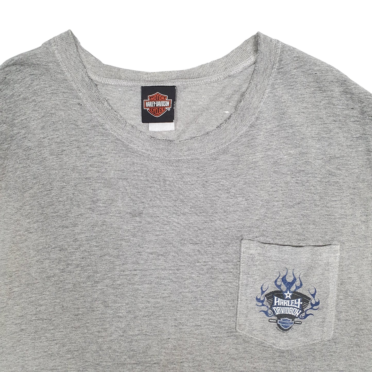 Mens Grey Harley Davidson Chi Town Ilinois Sleeveless Vest Vintage Graphic 2007 Short Sleeve T Shirt