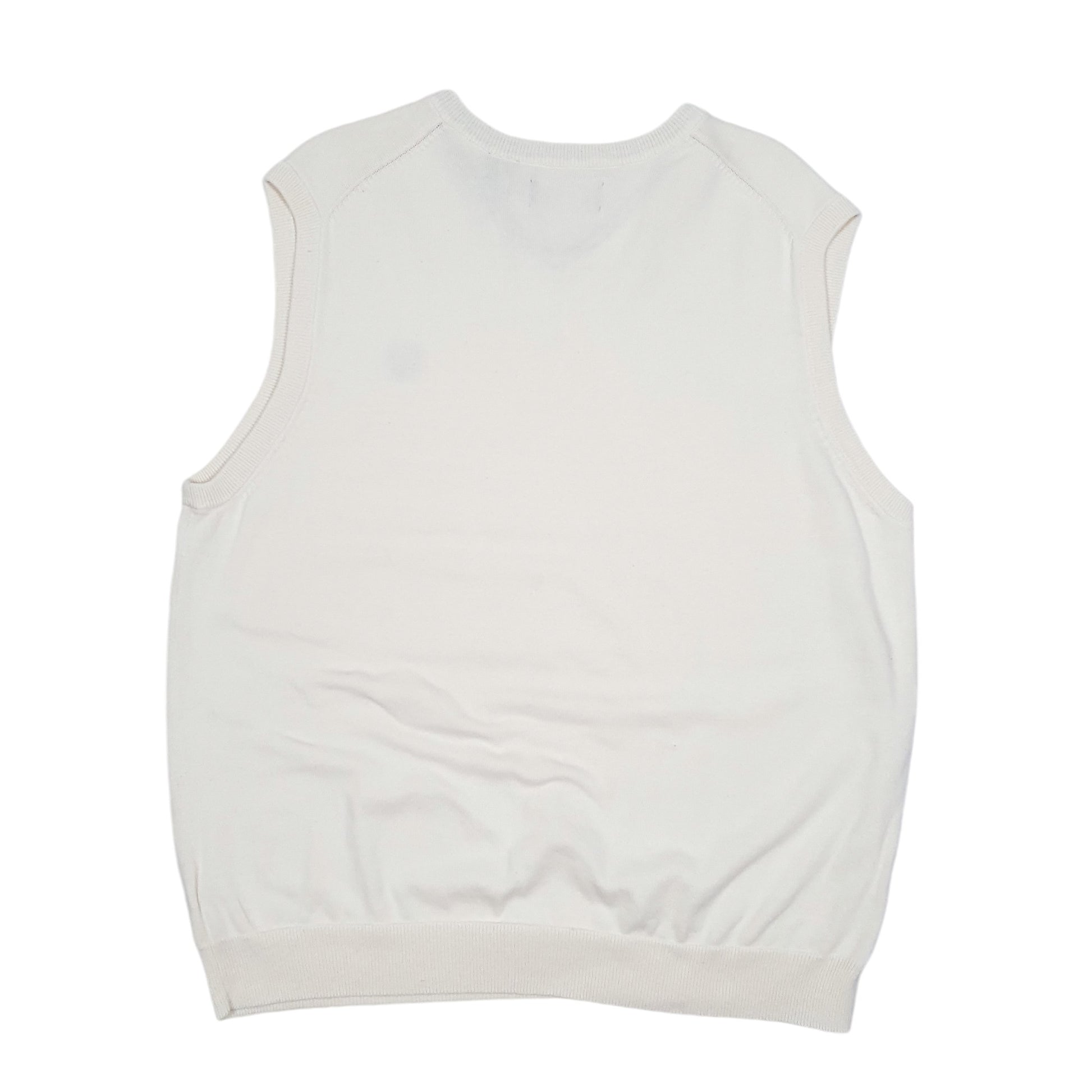 Mens Cream Chaps Knit Tank Top Sweater Vest V Neck Jumper