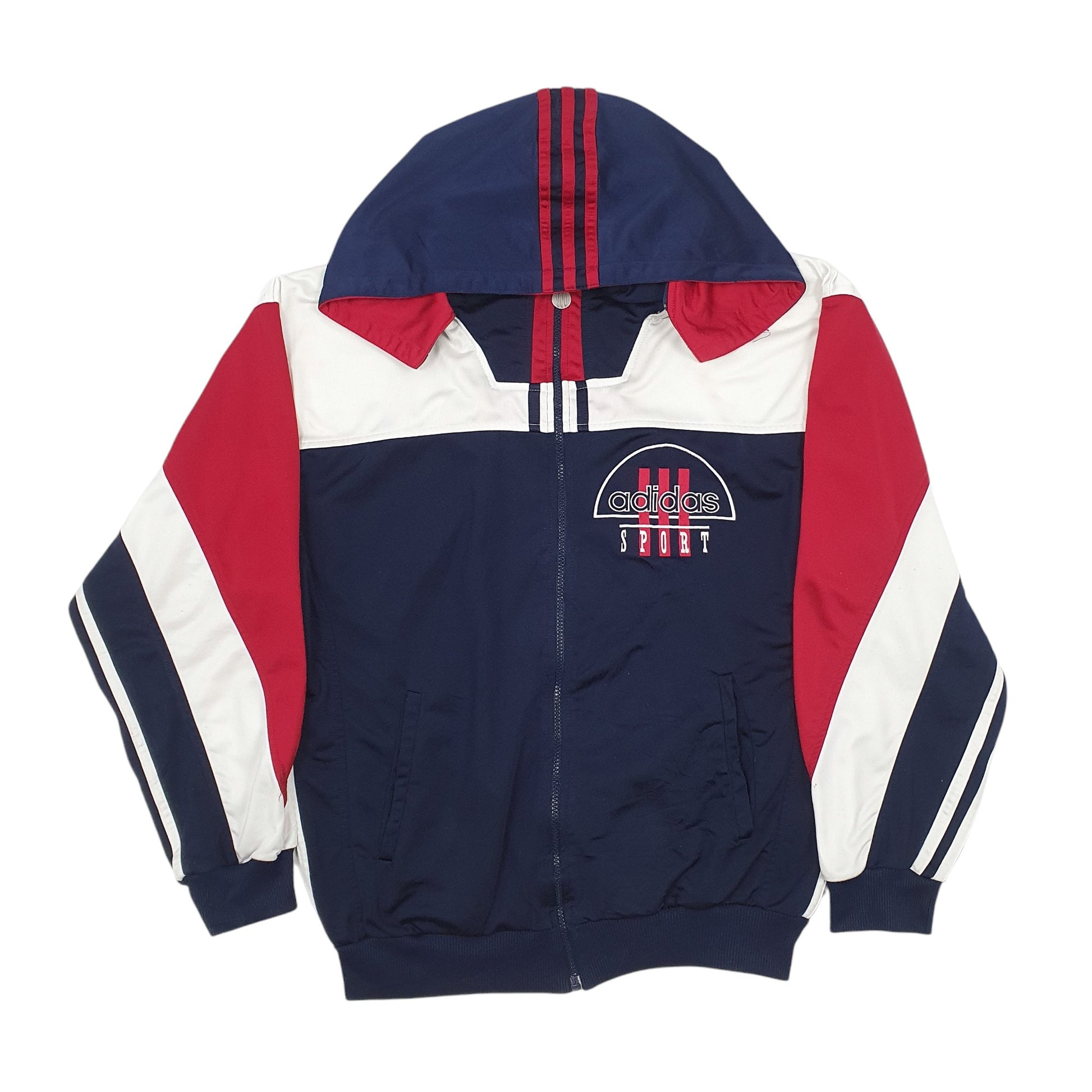 Mens Navy Adidas Vintage Spellout Full Zip Jumper