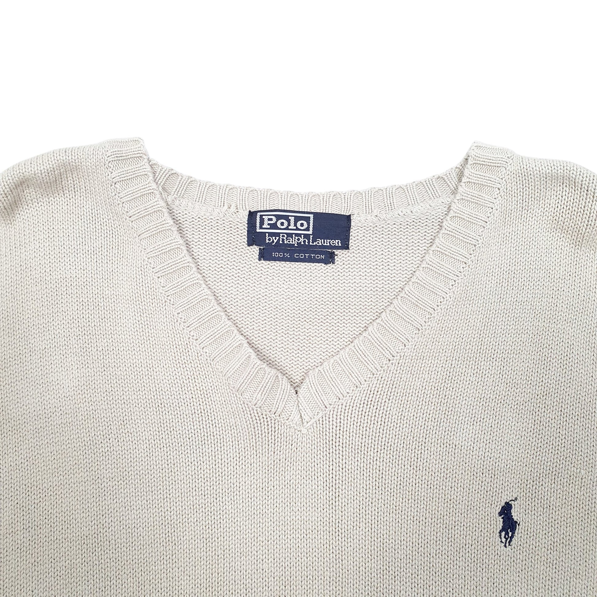 Mens Beige Polo Ralph Lauren Knit V Neck Jumper