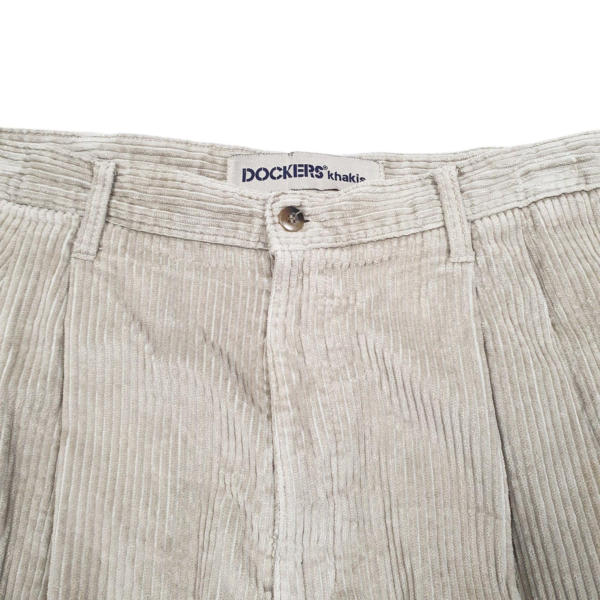 Mens Beige Dockers Double Pleated Khakis Corduroy Trousers