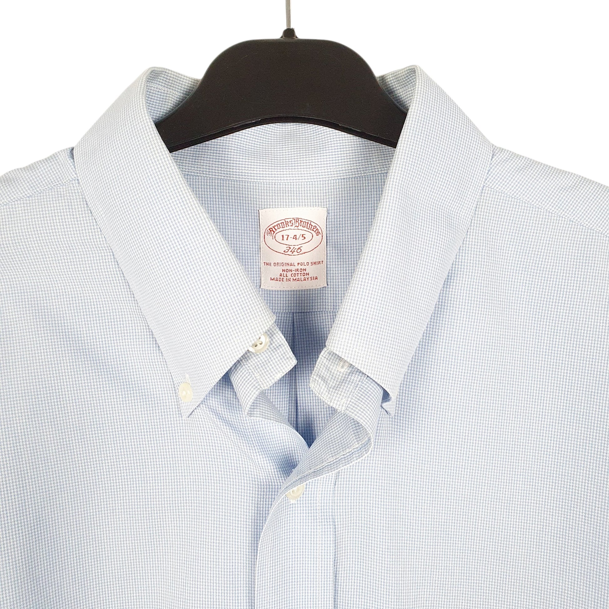 Mens Blue Brooks Brothers Houndstooth Long Sleeve Shirt