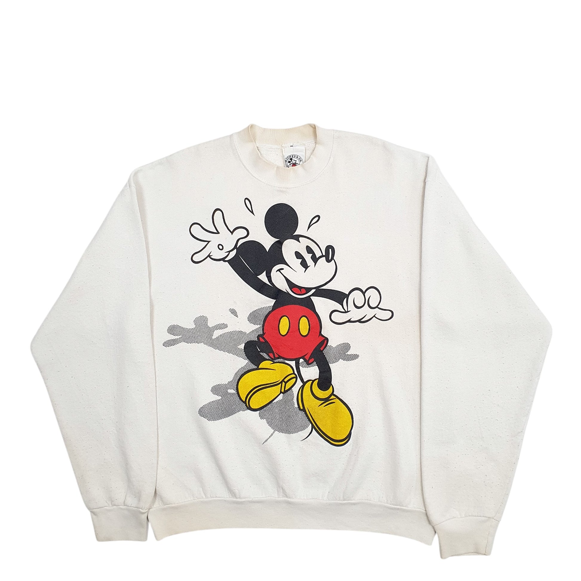 Mens White Disney Mickey & Co Mickey Mouse Made In USA Vintage 90's Crewneck Jumper