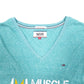 Mens Green Tommy Hilfiger V Neck Muscle House Spellout Gym Short Sleeve T Shirt