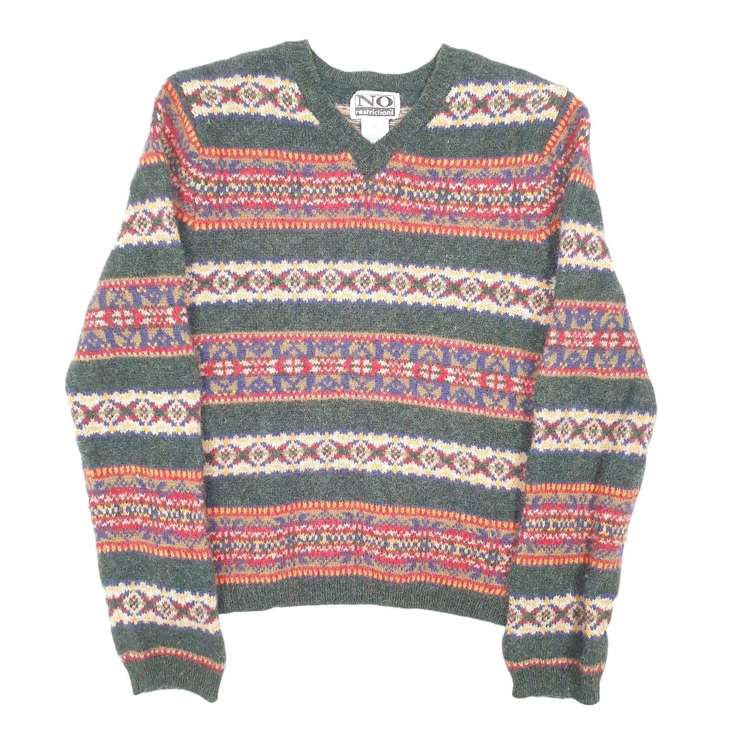 Womens Green No Restrictions Vintage Knit V Neck Jumper