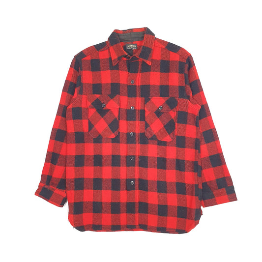 Mens Red King Kole Vintage 1950s Plaid Shirt Shacket Cruiser  Coat