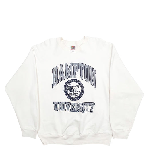 Mens White Fruit Of The Loom Hampton University Spellout Crewneck Jumper