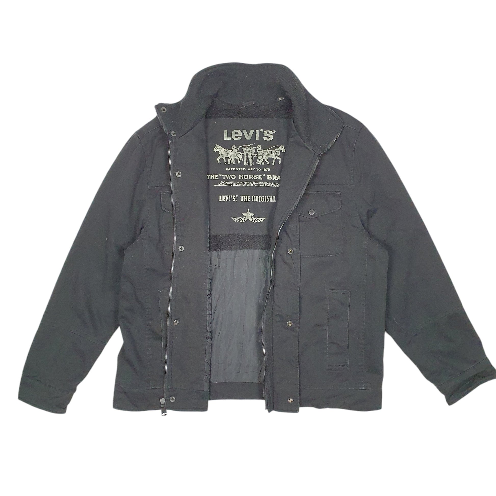 Mens Black Levis Military Style  Coat