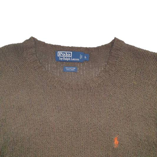 Mens Khaki Polo Ralph Lauren Knit Crewneck Jumper