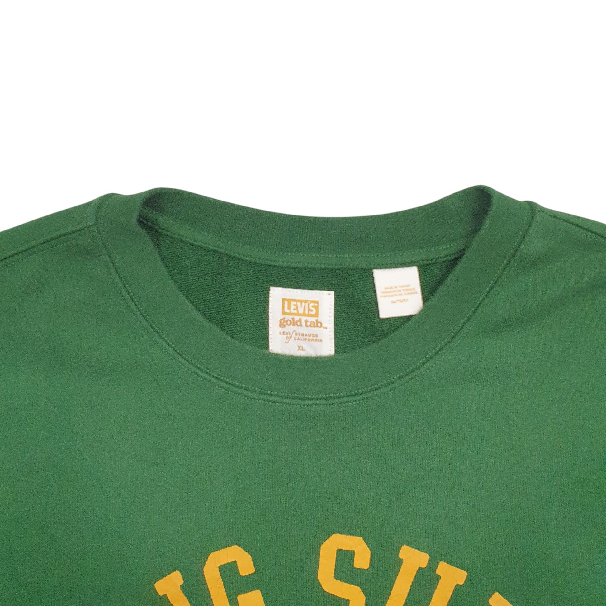 Mens Green Levis Big Sur Monterey County Spellout Gold Tab Crewneck Jumper