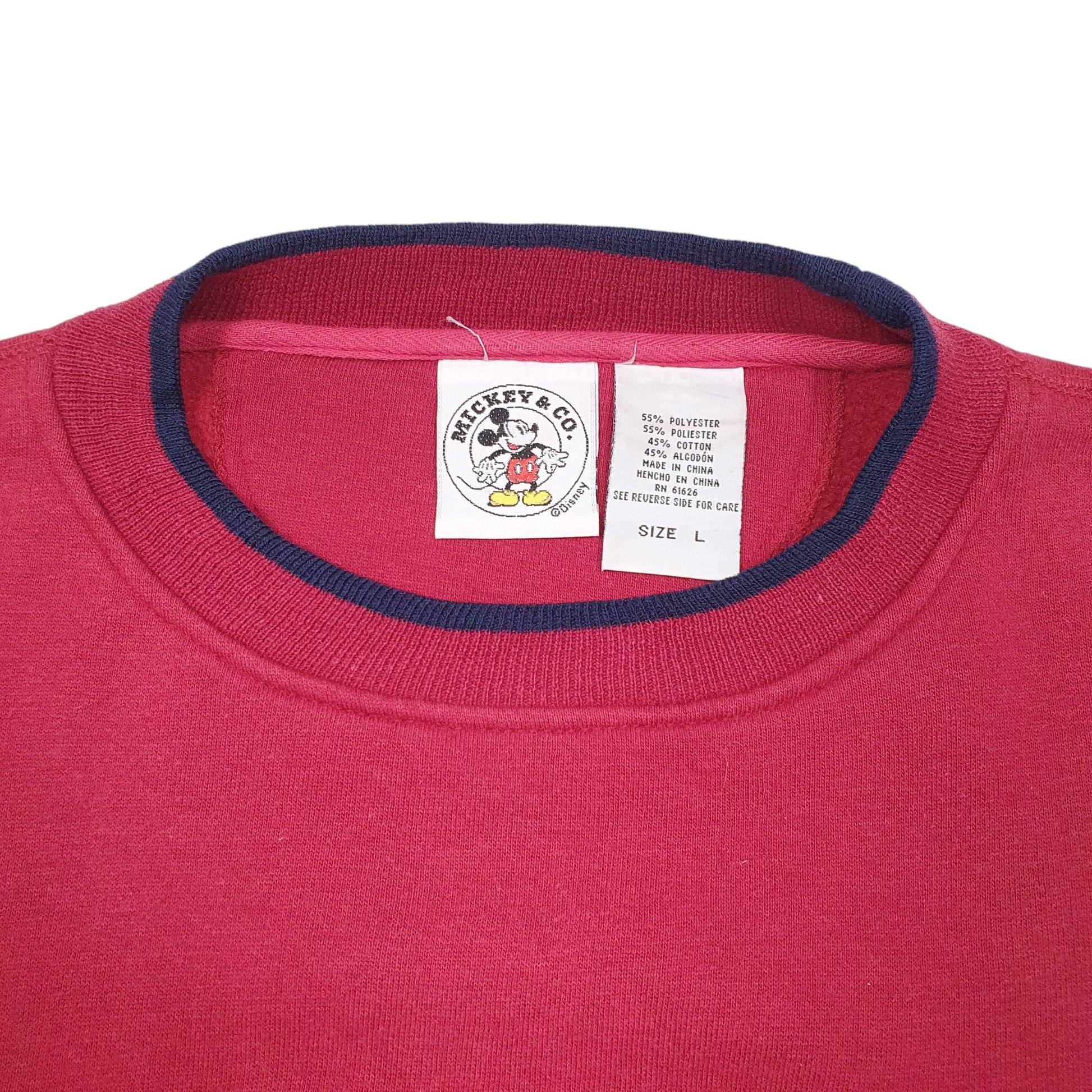 Mens Burgundy Disney Vintage Mickey Mouse & Co 90s Crewneck Jumper