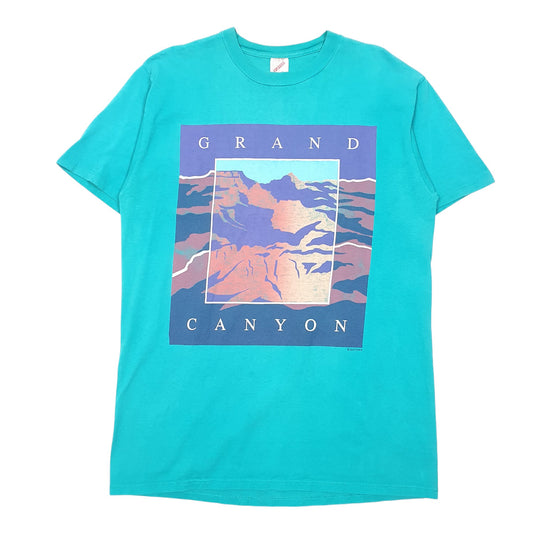 Mens Green Jerzees Single Stitch Vintage 90s Made In USA Grand Canyon Short Sleeve T Shirt