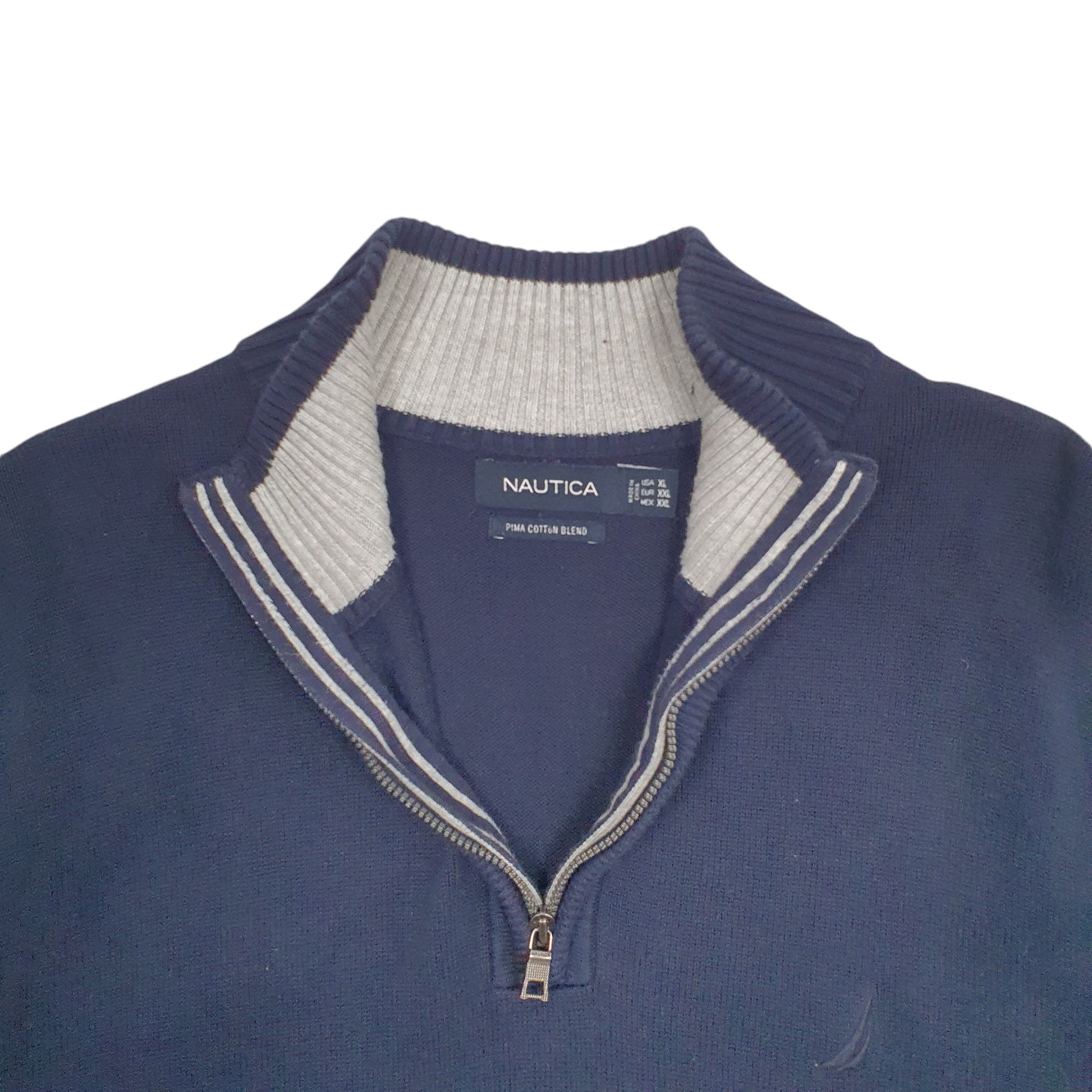 Mens Navy Nautica Knit Quarter Zip Jumper