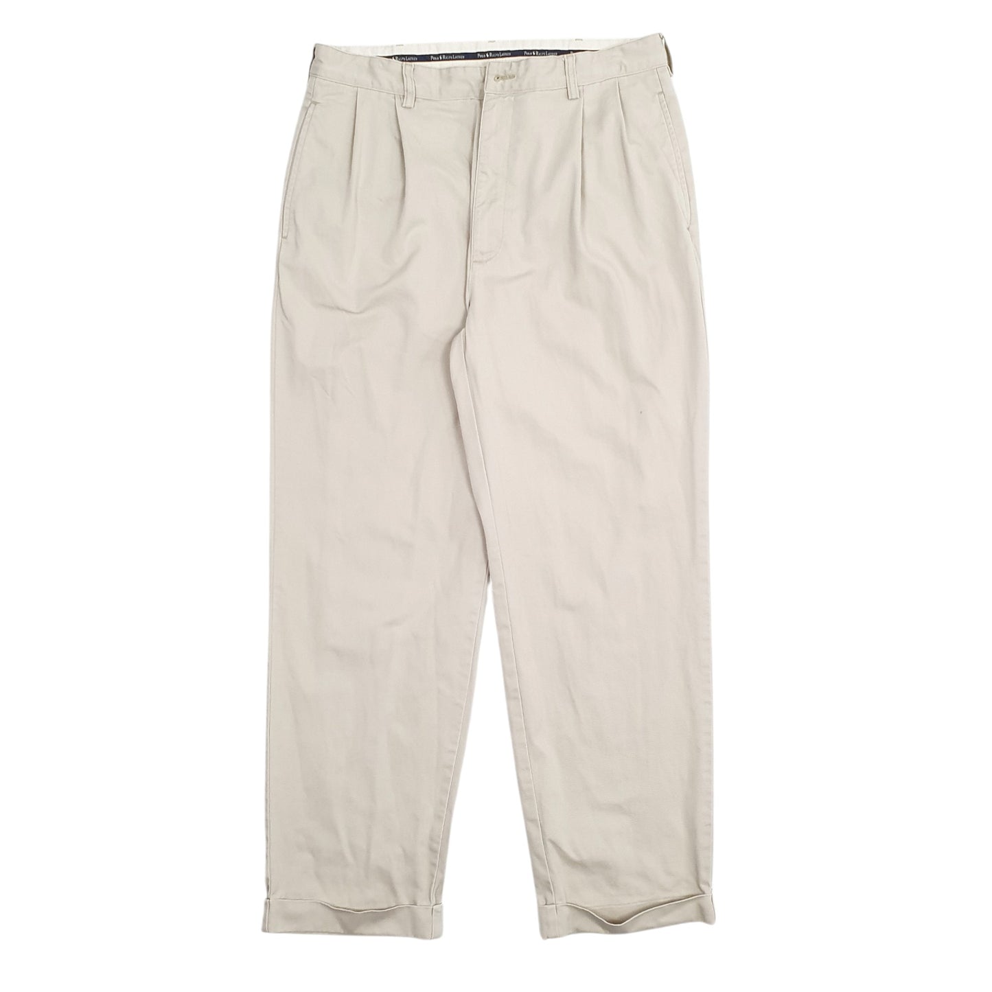 Mens Cream Polo Ralph Lauren Double Pleated Chino Trousers