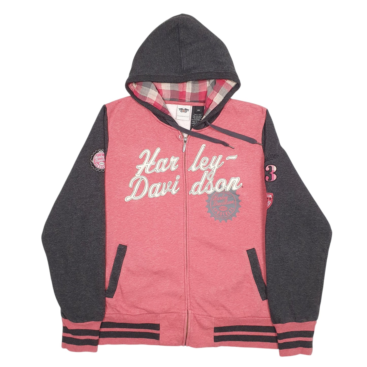 Mens Red Harley Davidson Spellout Motorbikes Full Zip Jumper