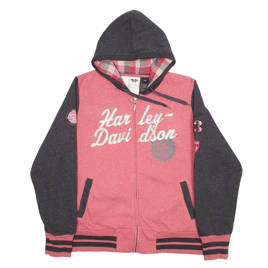 Mens Red Harley Davidson Spellout Motorbikes Full Zip Jumper