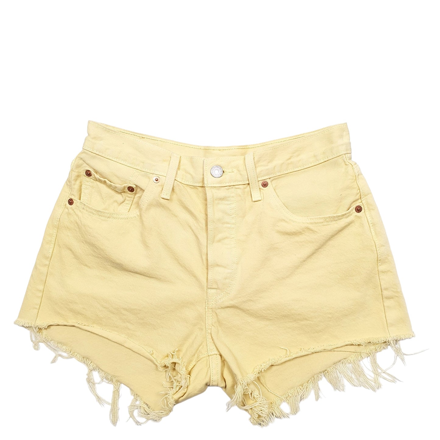 Womens Yellow Levis 501 Jorts Denim Shorts