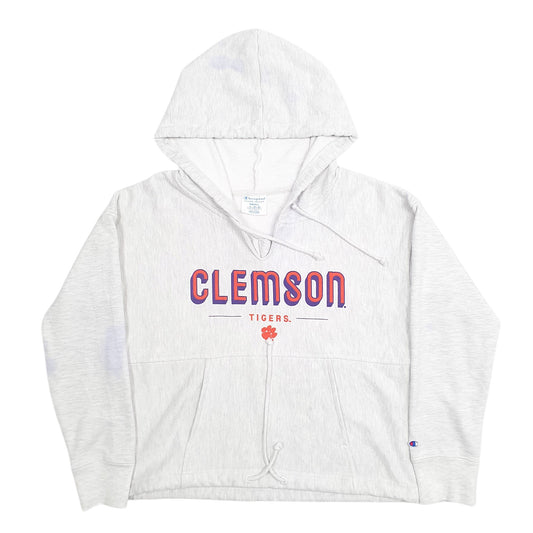 Womens Grey Champion Clemson Tigers Hoodie Jumper