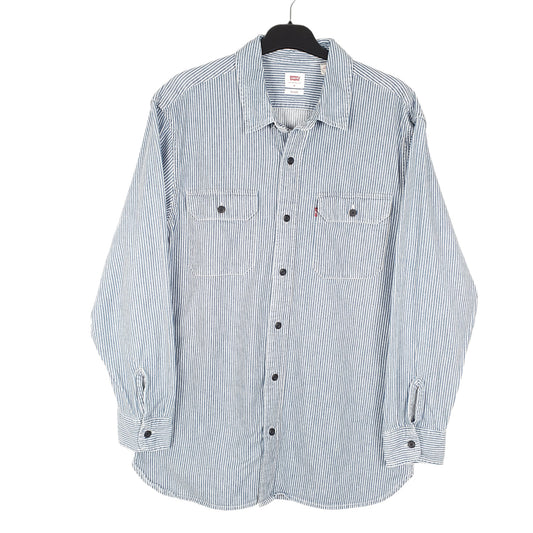 Mens Blue Levis Railroad Hickory Work Relaxed Long Sleeve Shirt