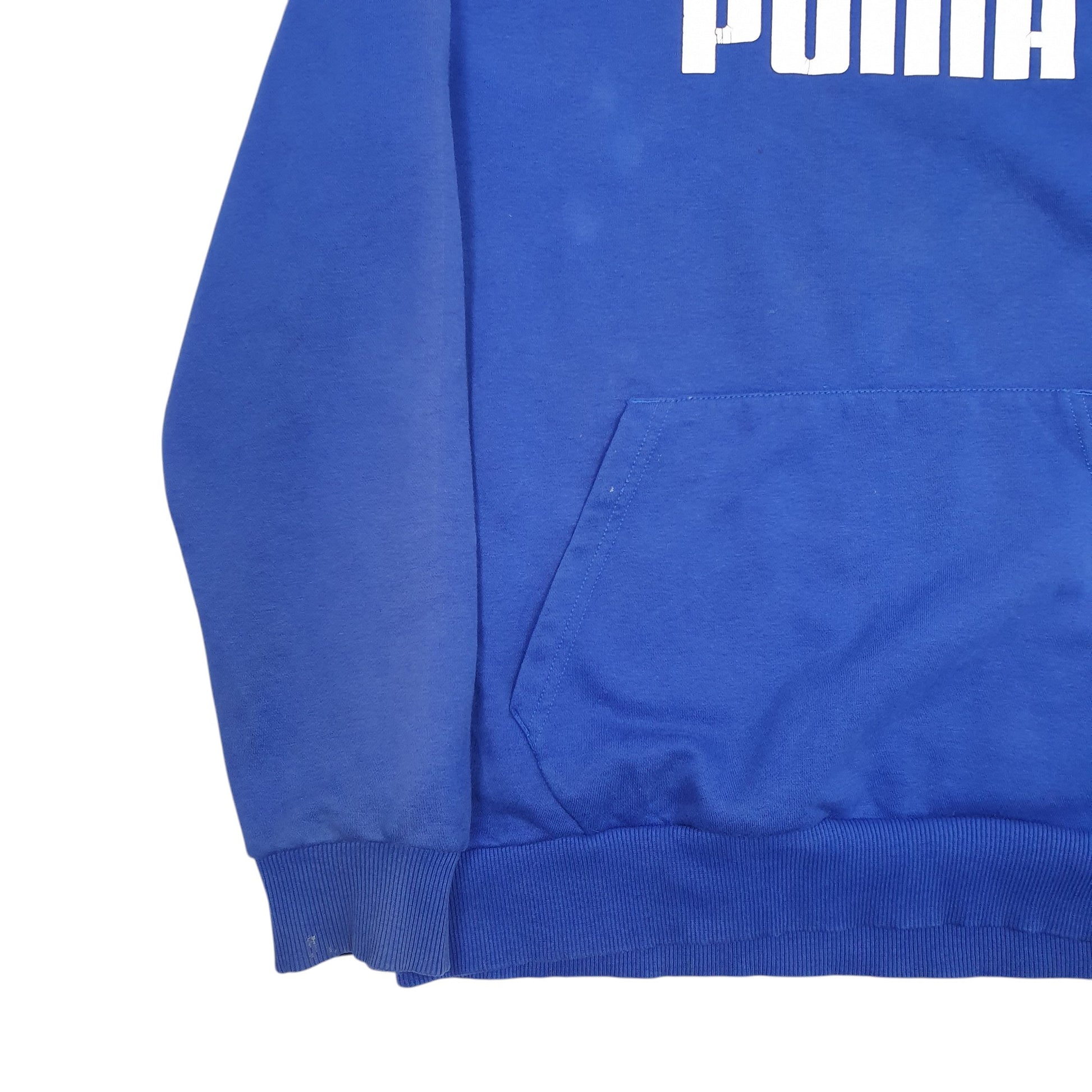 Mens Blue Puma Spellout Hoodie Jumper