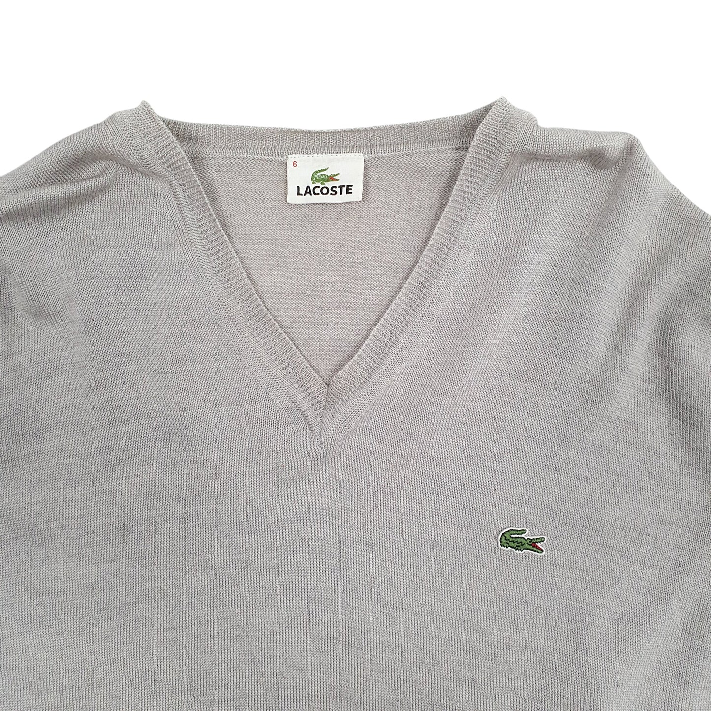 Mens Grey Lacoste V Neck Lightweight V Neck Jumper