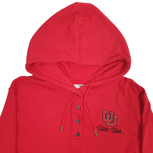 Womens Red Champion Utah Utes Button Up Quarter Zip Jumper