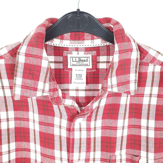 Mens Red L.L.Bean Flannel Long Sleeve Shirt