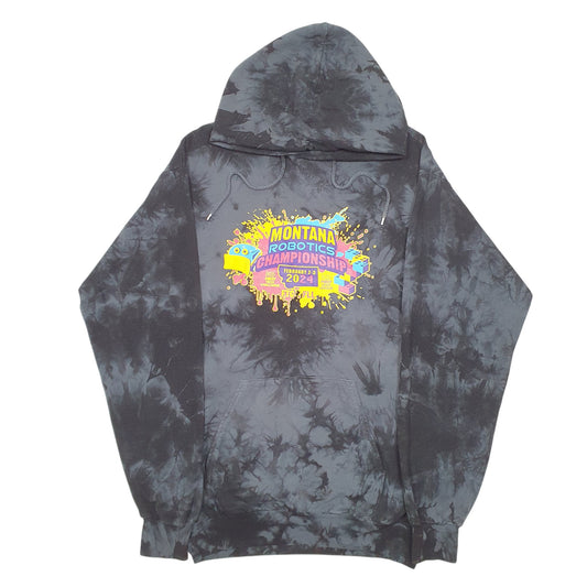 Mens Grey Port & Company Tie Dye Montana Robotics Championships 2021 Hoodie Jumper