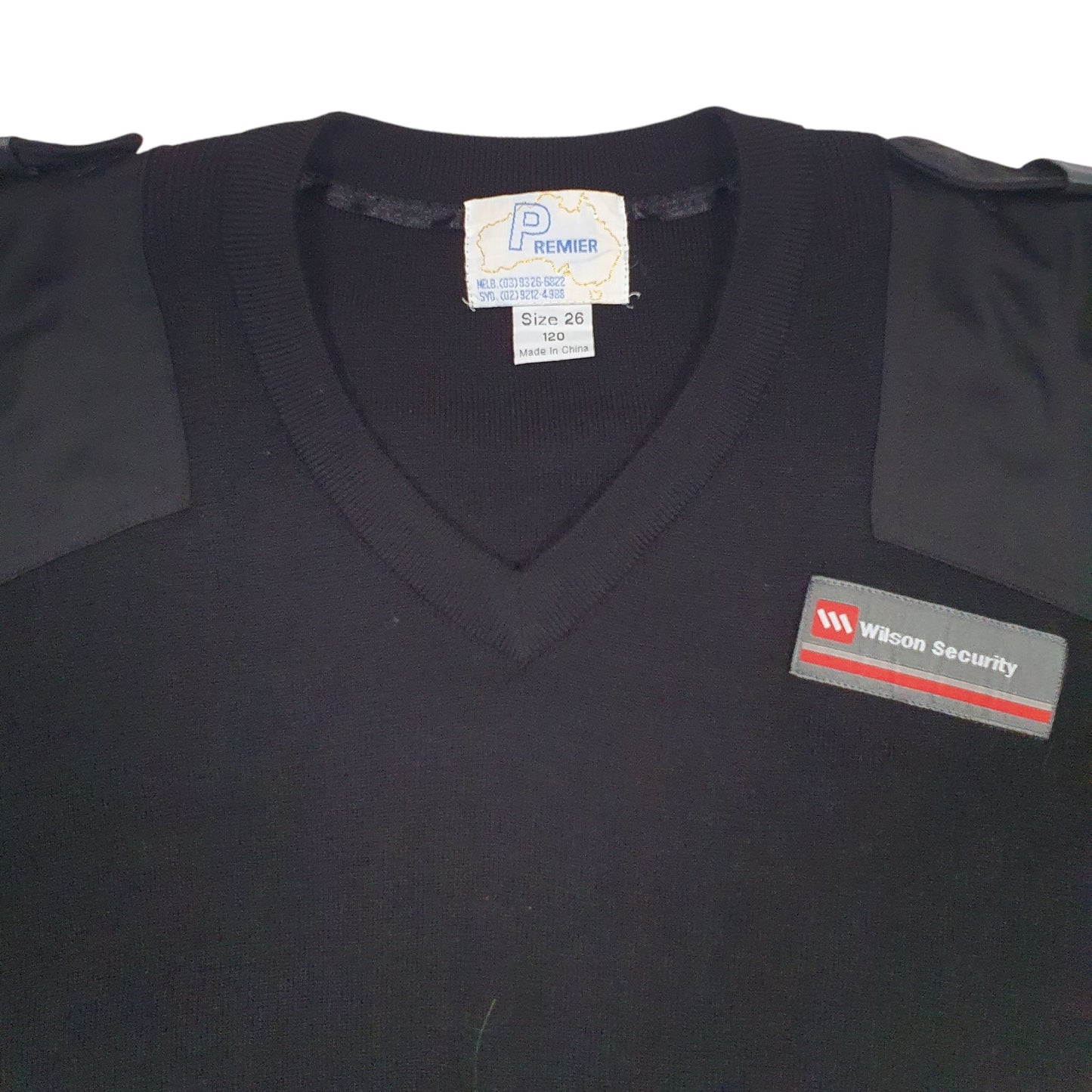 Mens Black Premier Wilson Security Stretch V Neck Jumper