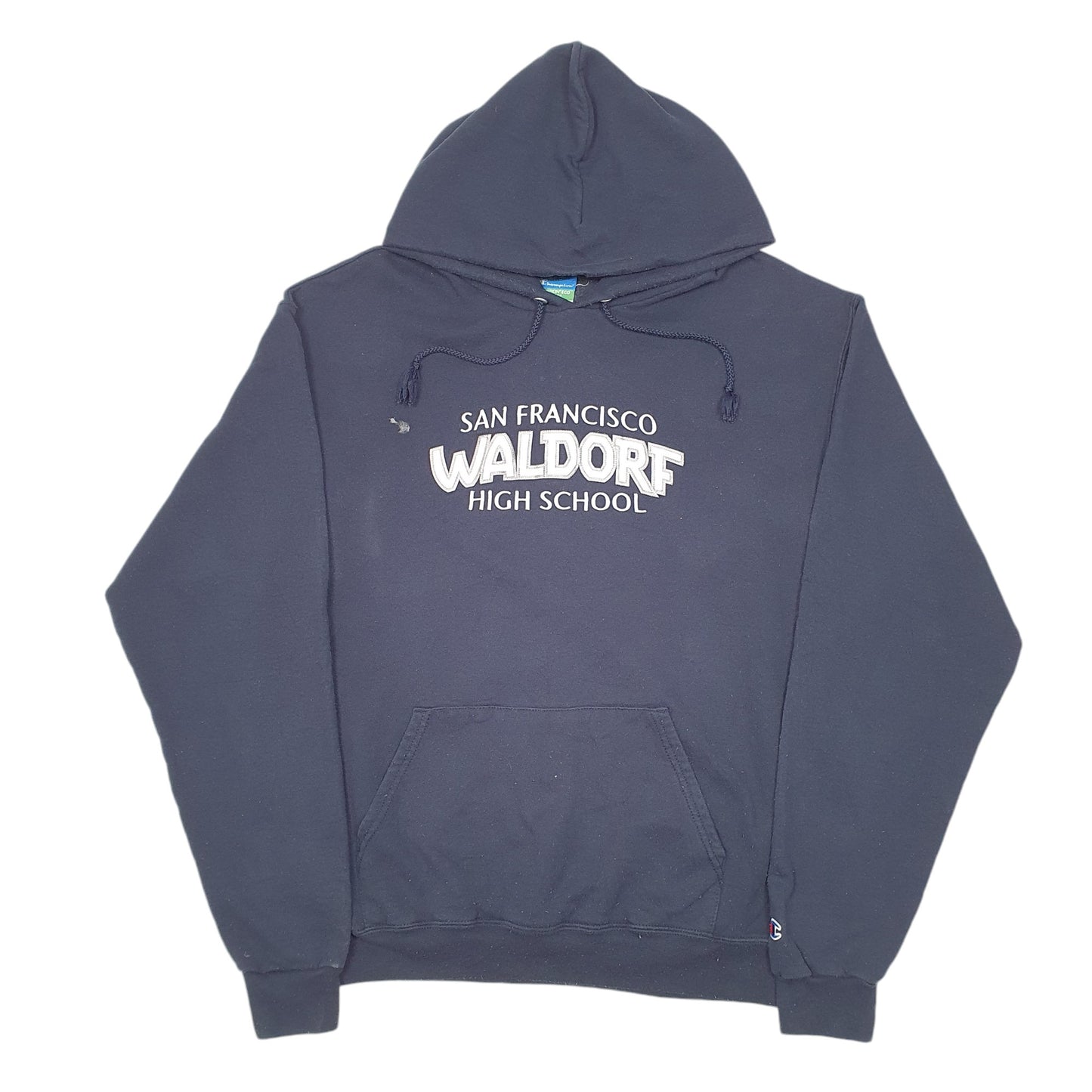 Mens Navy Champion San Francisco Waldorf High School USA Spellout Hoodie Jumper