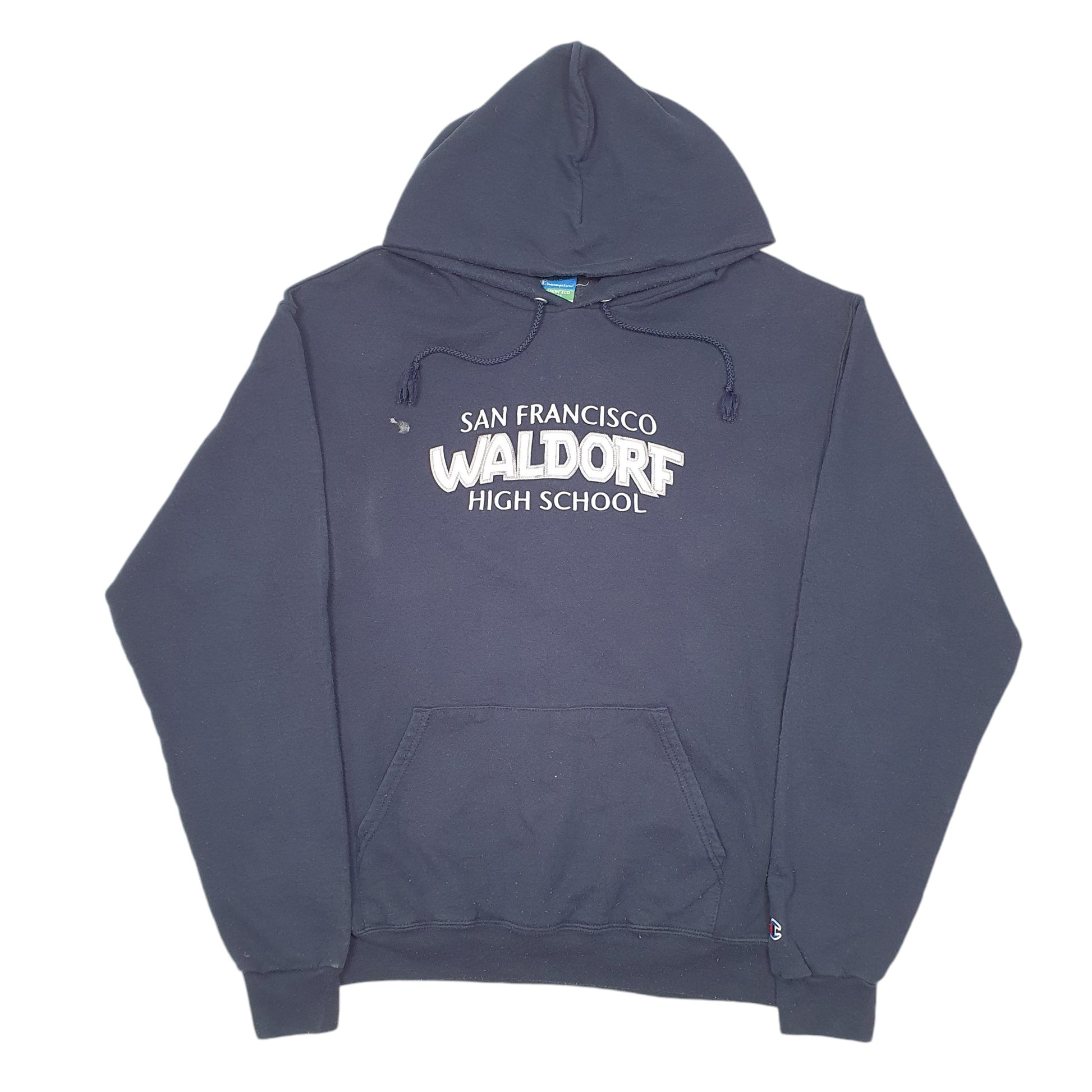 Mens Navy Champion San Francisco Waldorf High School USA Spellout Hoodie Jumper