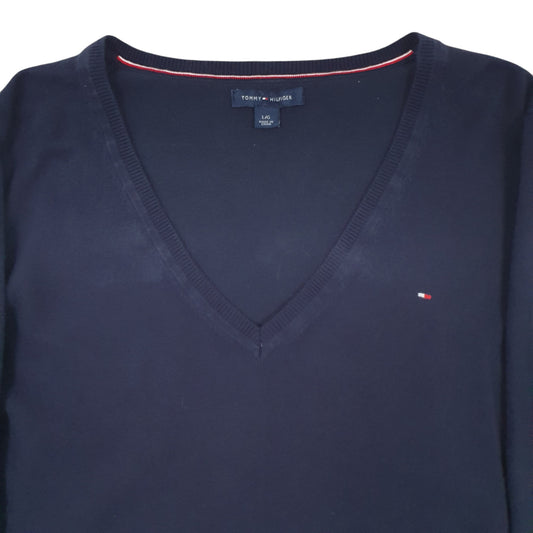 Womens Navy Tommy Hilfiger  V Neck Jumper