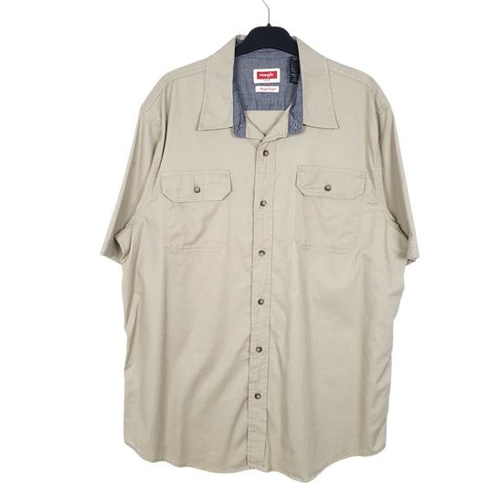 Mens Beige Wrangler Work Flex Comfort Short Sleeve Shirt