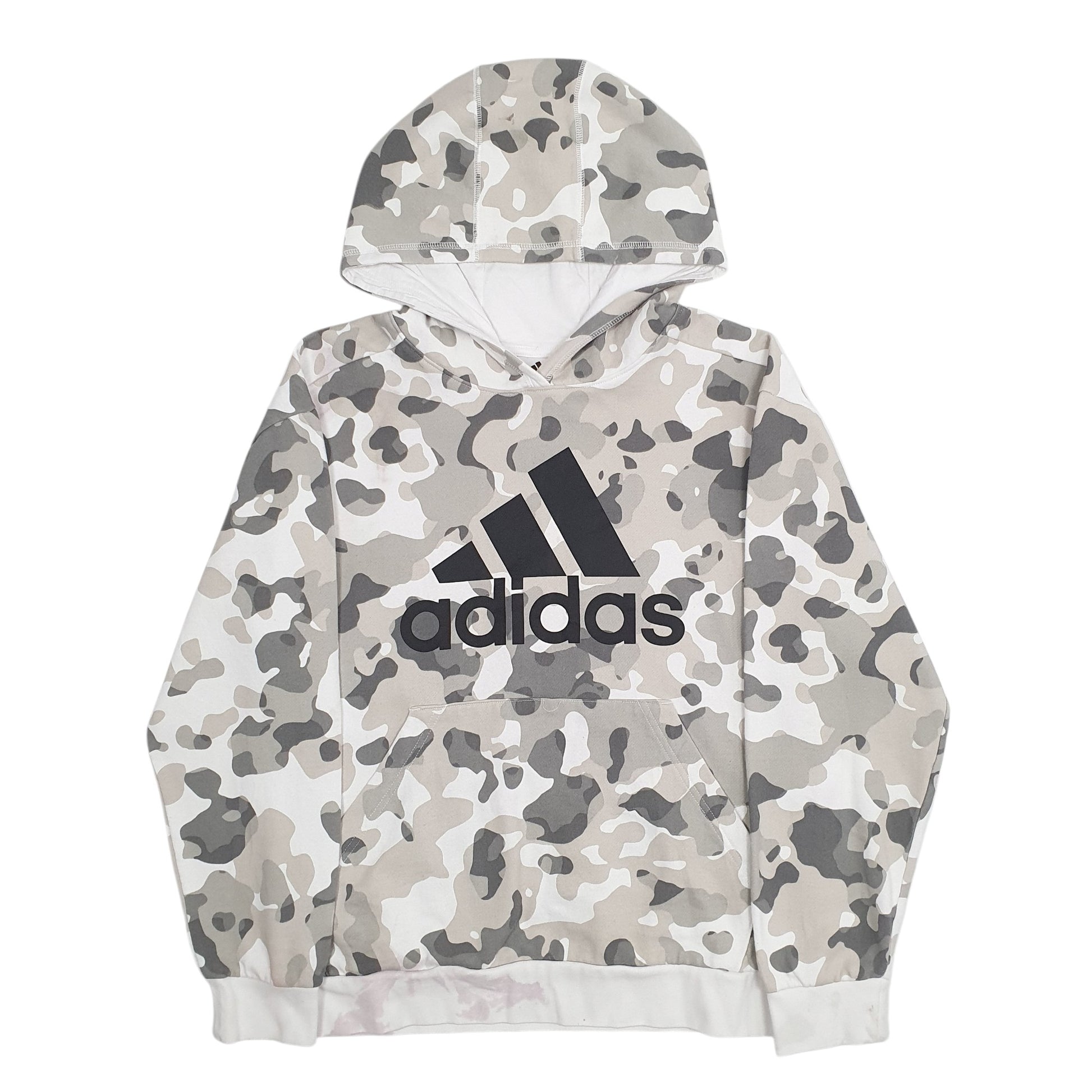 Womens Grey Adidas Camo Spellout Hoodie Jumper
