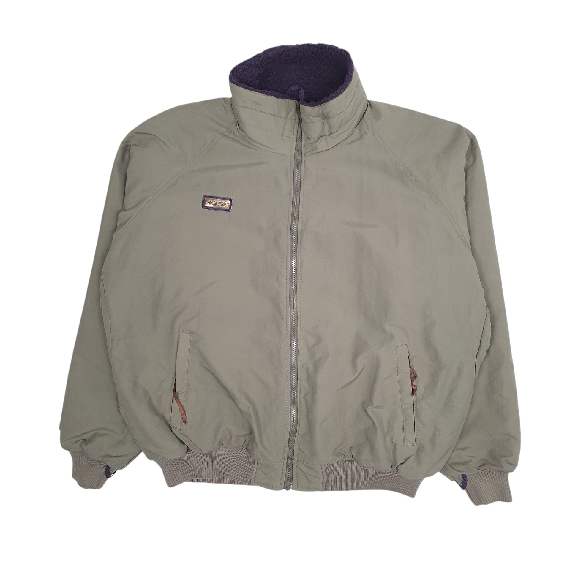 Mens Green Columbia Sportswear Company Vintage 90s Bomber Sherpa Lined  Coat