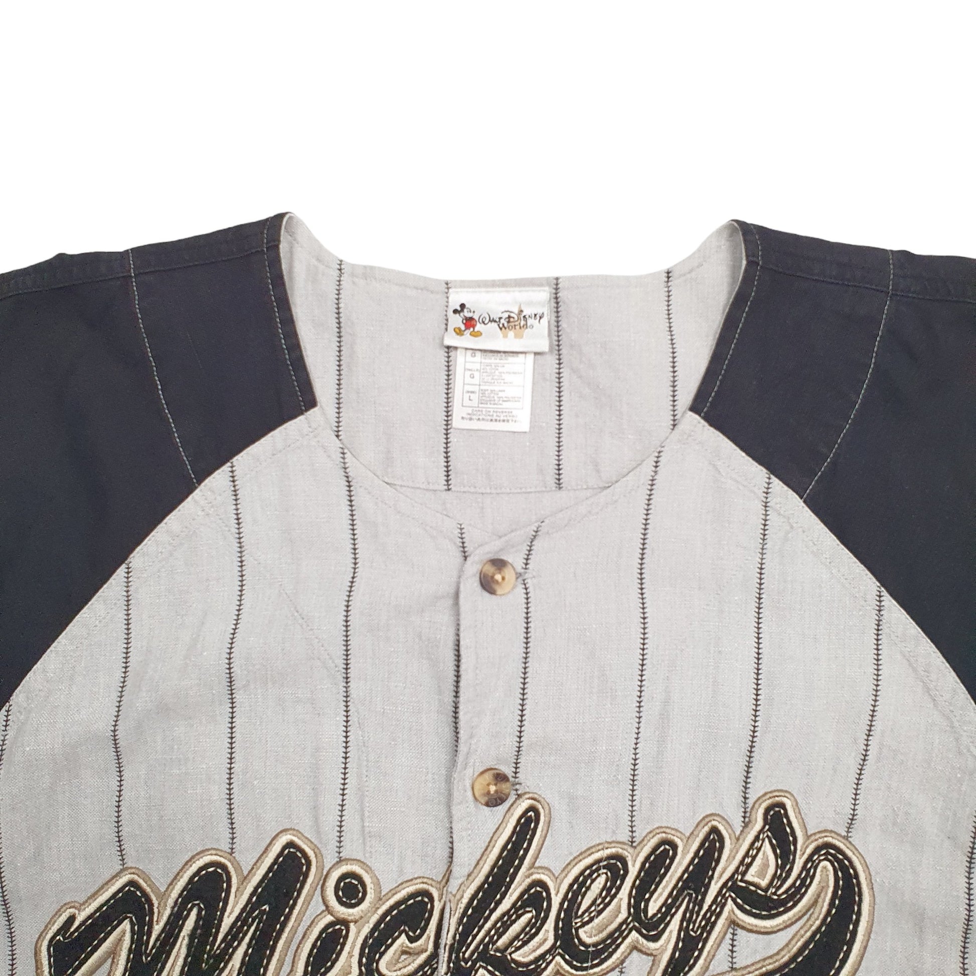 Mens Grey Disney Baseball Jersey Disney Mickey Mouse Short Sleeve T Shirt