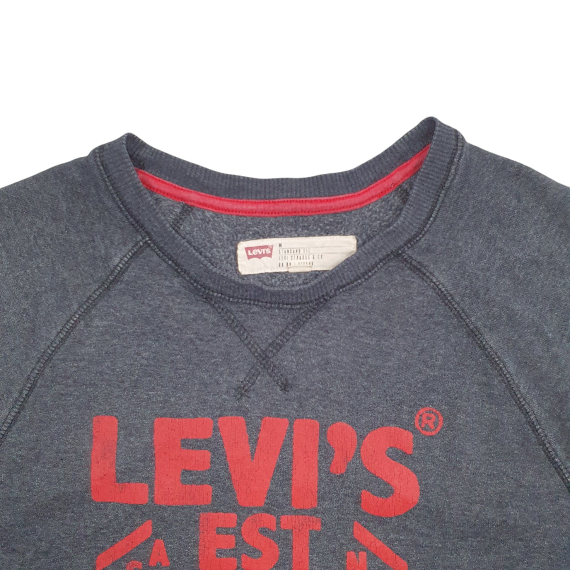 Mens Grey Levis Spellout Crewneck Jumper