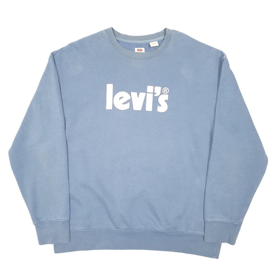 Mens Blue Levis Spellout Crewneck Jumper