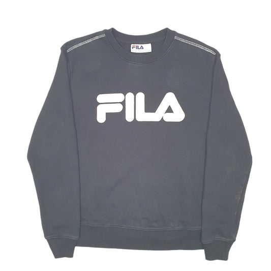 Mens Black Fila Spellout Crewneck Jumper