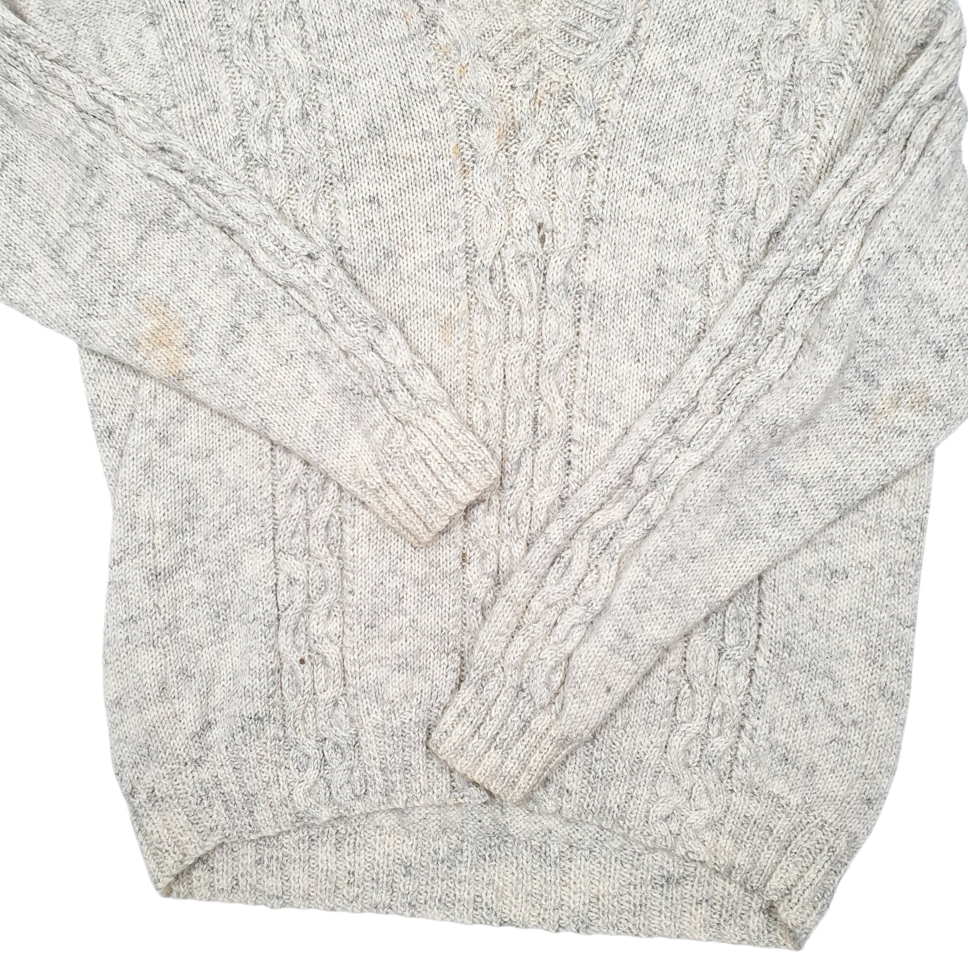 Womens Cream Unbranded Knit Chunky Cable V Neck Jumper